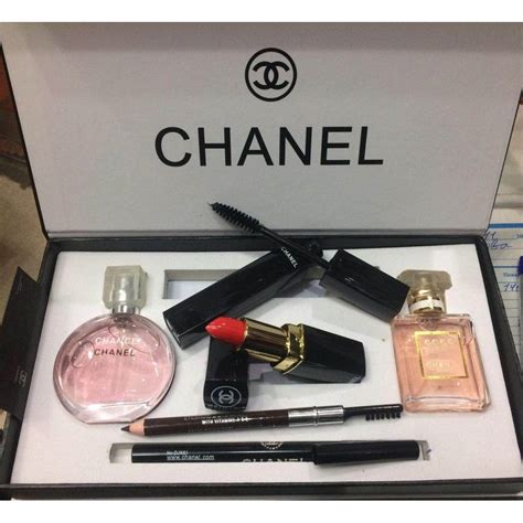 chanel small perfume set|chanel perfume and lipstick set.